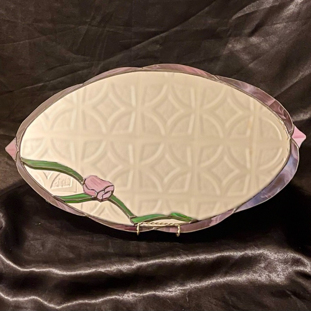 Stained Slag Glass/Mirrored Vanity Tray